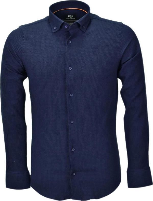 Erkek Silim Fit Spor Gofre Uzun Kol Gömlek BGL-ST03898 - Image 1