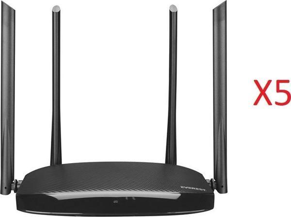 Everest EWR-AC5-V3 AC1200Mbps DualBand 4-6dBi Anten WISP+AP+Repeater Destekli Kablosuz Wifi Router X 5 Adet - Image 1
