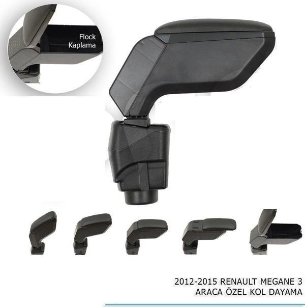Renault Megane Uyumlu 3 Araca Özel Kol Dayama Siyah 2012-2015 Parça - Image 1