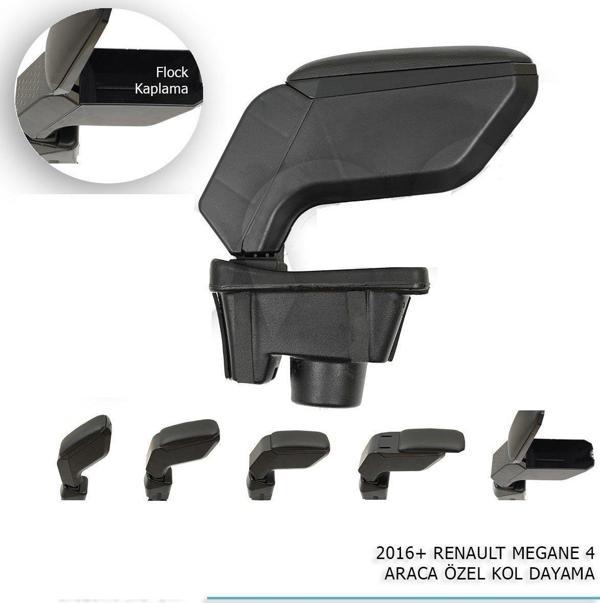 Renault Megane Uyumlu 4 Araca Özel Kol Dayama Siyah 2016+ Parça - Image 1