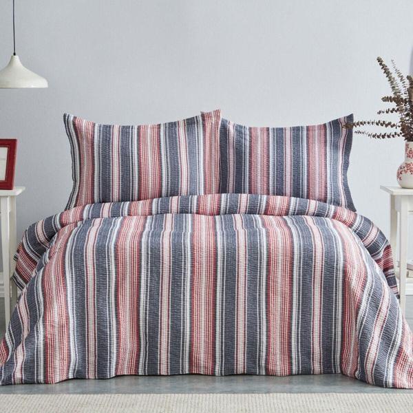 Karaca Home Denim Farley Çift Kişilik Yatak Örtüsü Seti Kırmızı - Image 1