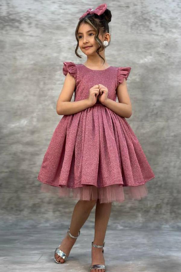 Kız Çocuk Parıldayan Pembe Elbise - Image 1