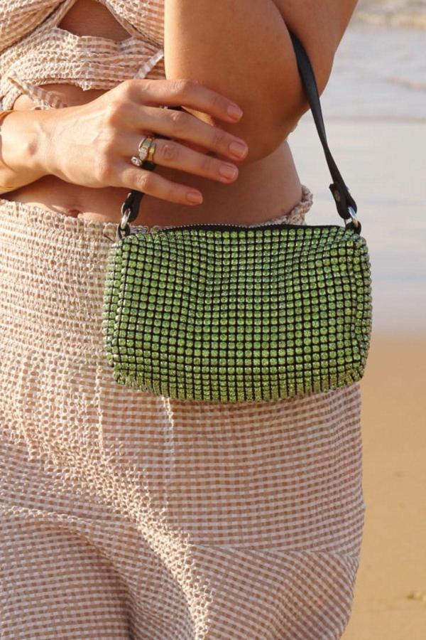 Moom Bag Kadın Yeşil Taşlı Abiye Omuz Çantası - Image 1