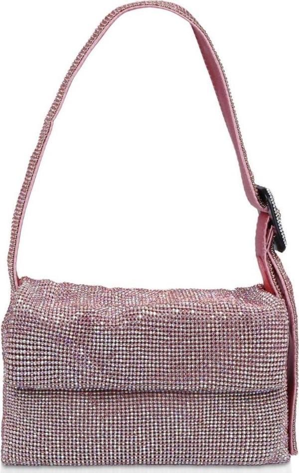 Moom Bag Kadın Pembe Toka Detaylı Taş Dokuma Omuz Çantası - Image 1