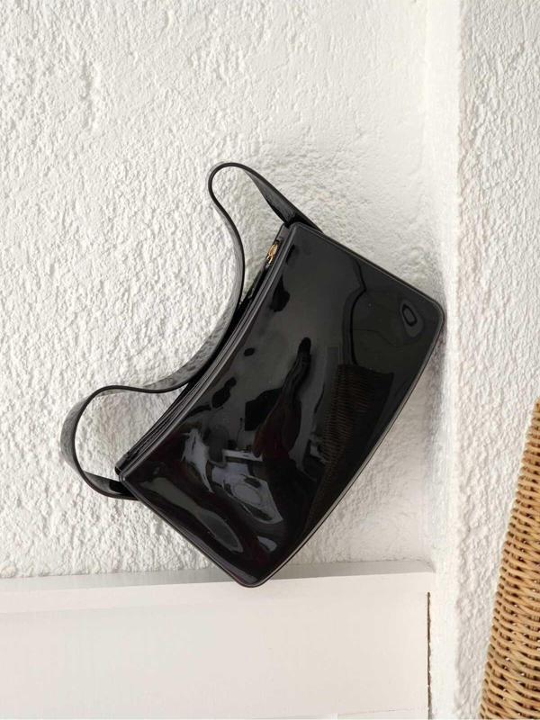 Moom Bag Kadın Siyah Silikon Fermuarlı Baget Omuz Çantası - Image 1