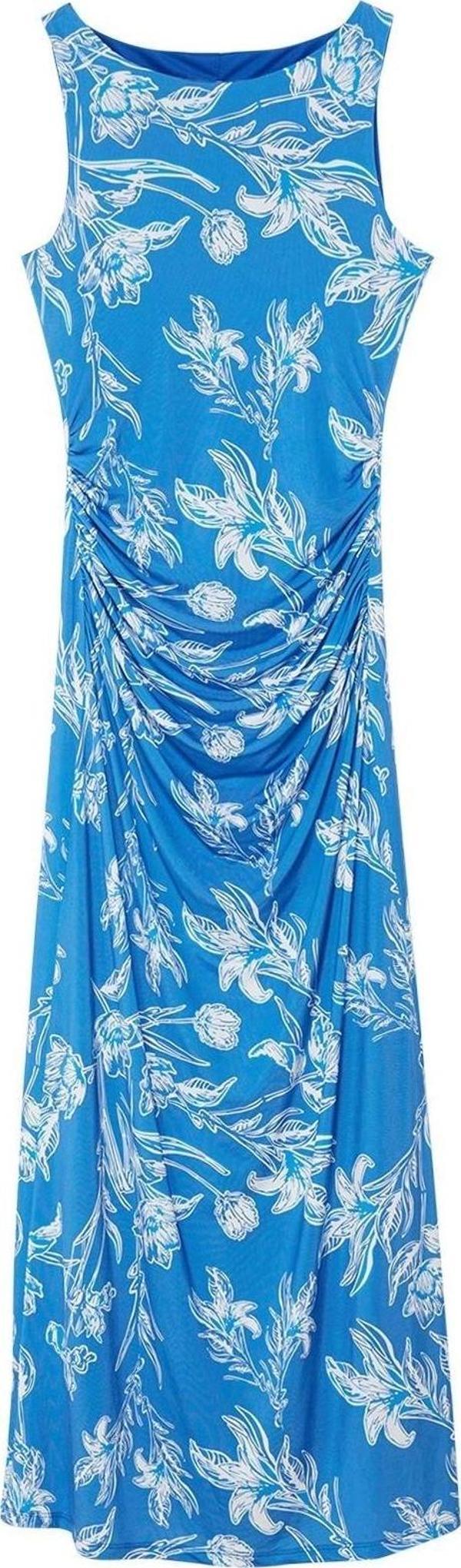 Moda Slim Gündüz Gece Sandy Örme Kayık Yaka Kolsuz Kol Bodycone Maxi Boy Elbise - Image 1