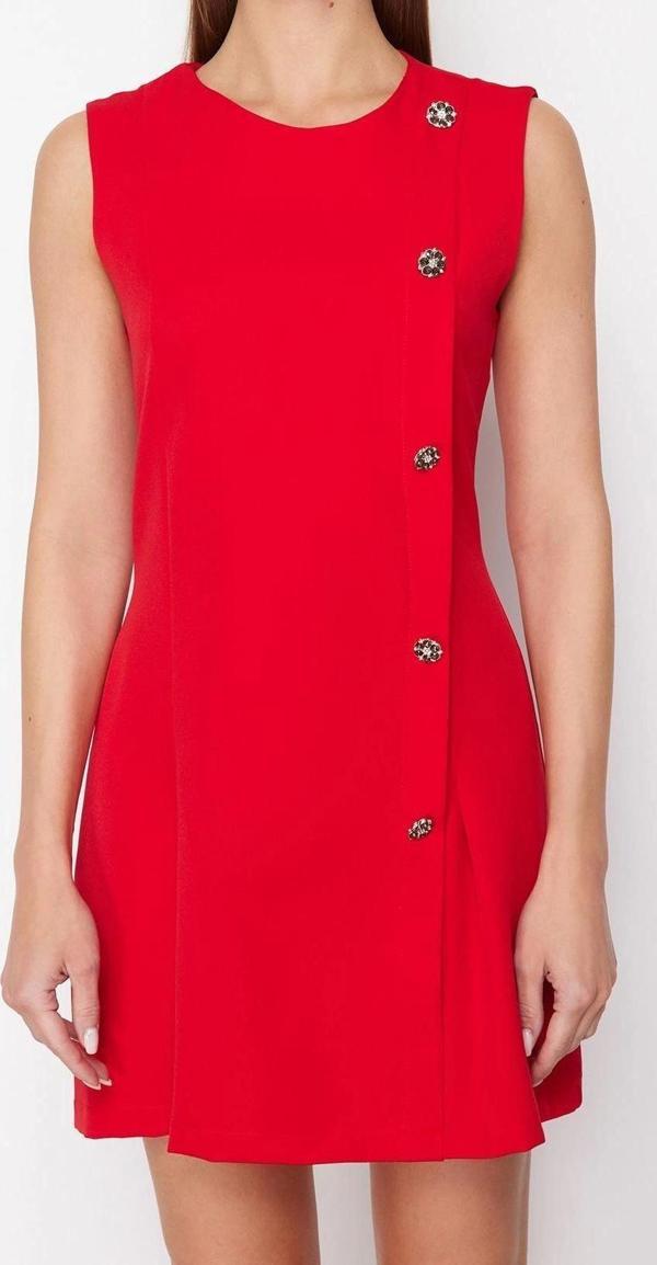 Moda Regular Gündüz Gece Finike Dokuma Bisiklet Yaka Kolsuz Kol Skater Mini Boy Elbise - Image 1