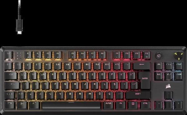 Corsair K70 CORE TKL RGB MLX Red V2 Switch Mekanik Türkçe Siyah Kablolu Gaming Klavye - Image 1
