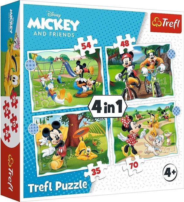 Trefl Puzzle Mıckey Mouse Nıce Day 4 in 1 Çocuk Puzzle (35+48+54+70 Parça) - Image 1