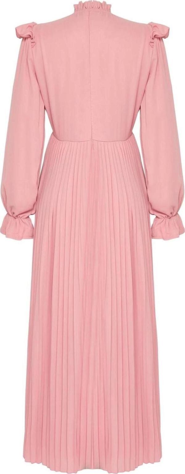 Moda Stil Slim Dik Yaka Maxi Boy Tesettür X Yapay Zekâ Piliseli Elbise - Image 1