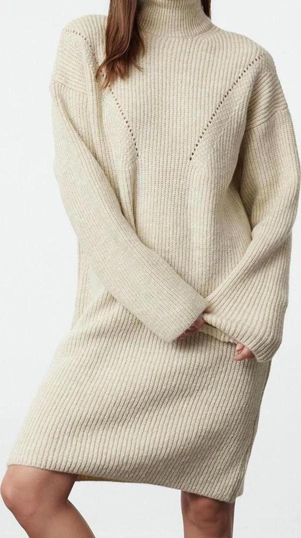 Moda Stil Regular Dik Yaka Mini Boy Triko Yumuşak Dokulu Kazak Elbise - Image 1