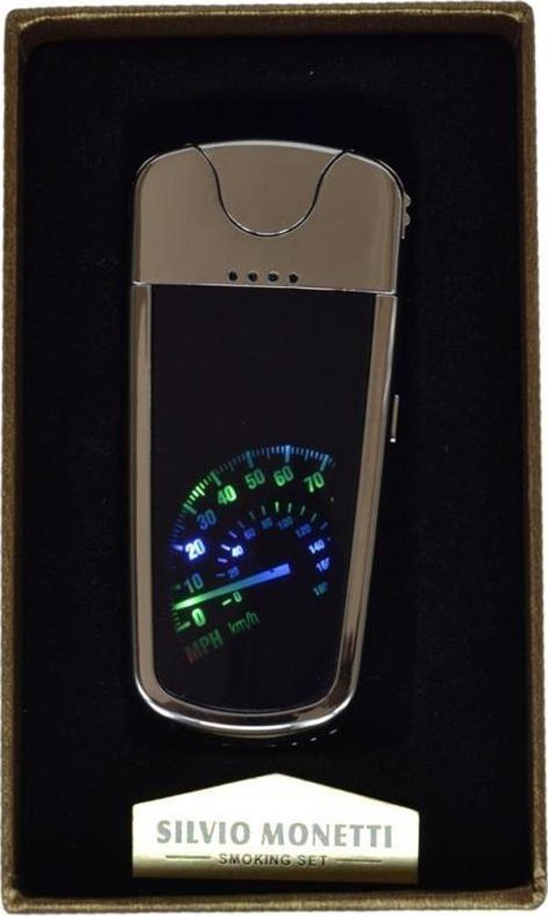 Usb Şarjlı Led Hız Göstergeli Elektronik Çakmak Gümüş - Image 1