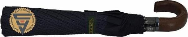 April A-228G Elite Kısa Deri Baston Sap 10 Telli Şemsiye Kahve Sap - Image 1