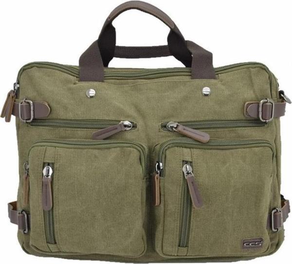 Ççs London 31458 Kanvas Sırt Laptop ve Evrak Çantası Haki - Image 1