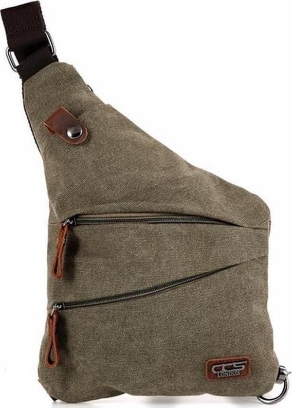 Ççs London 31473 Kanvas Sırt ve Göğüs Çantası Haki - Image 1