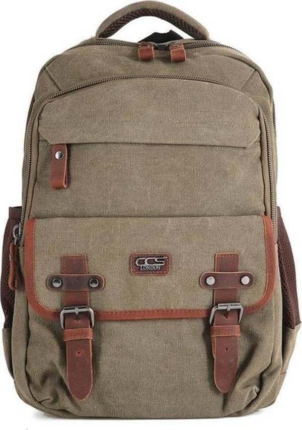 Ççs London 51567 Kanvas Sırt Çantası Haki - Image 1