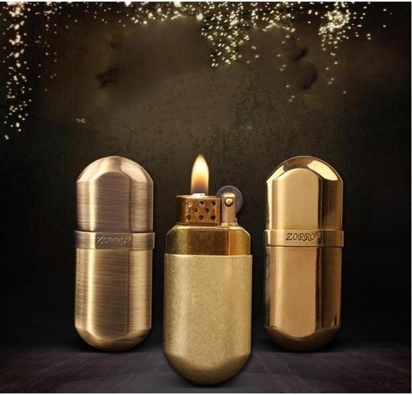 Kuboy Benzinli Retro Minimal Slim Çakmak Pirinç - Image 1