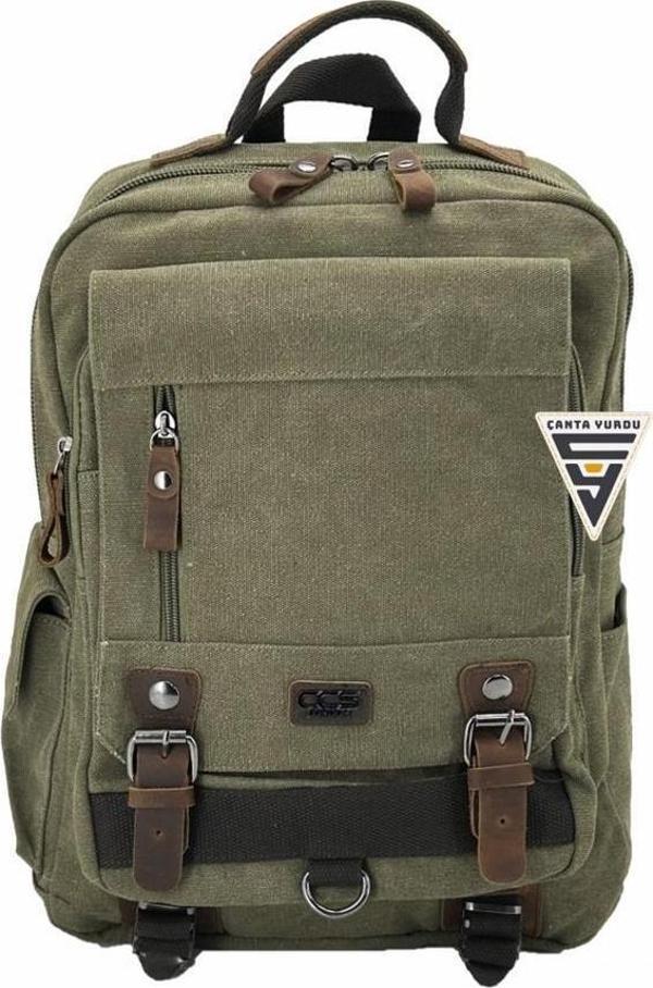 Ççs London 51565 Kanvas Laptop Sırt Çantası Haki - Image 1