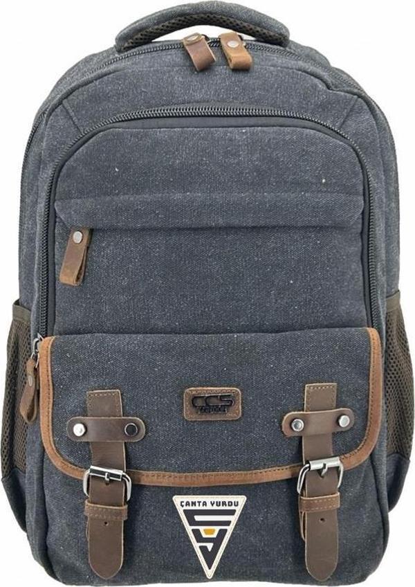 Ççs London 51567 Kanvas Laptop Bölmeli Sırt Çantası Siyah - Image 1