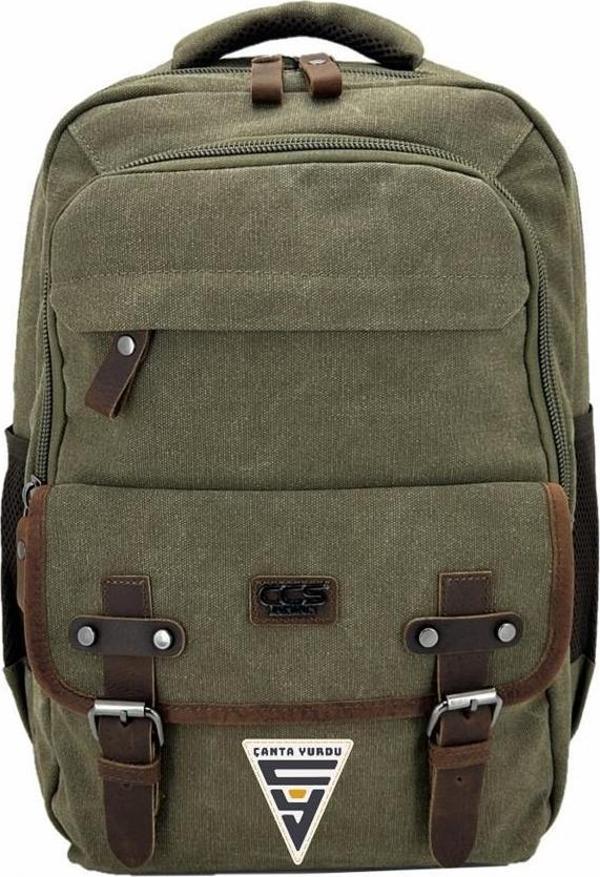 Ççs London 51567 Kanvas Laptop Bölmeli Sırt Çantası Yeşil - Image 1