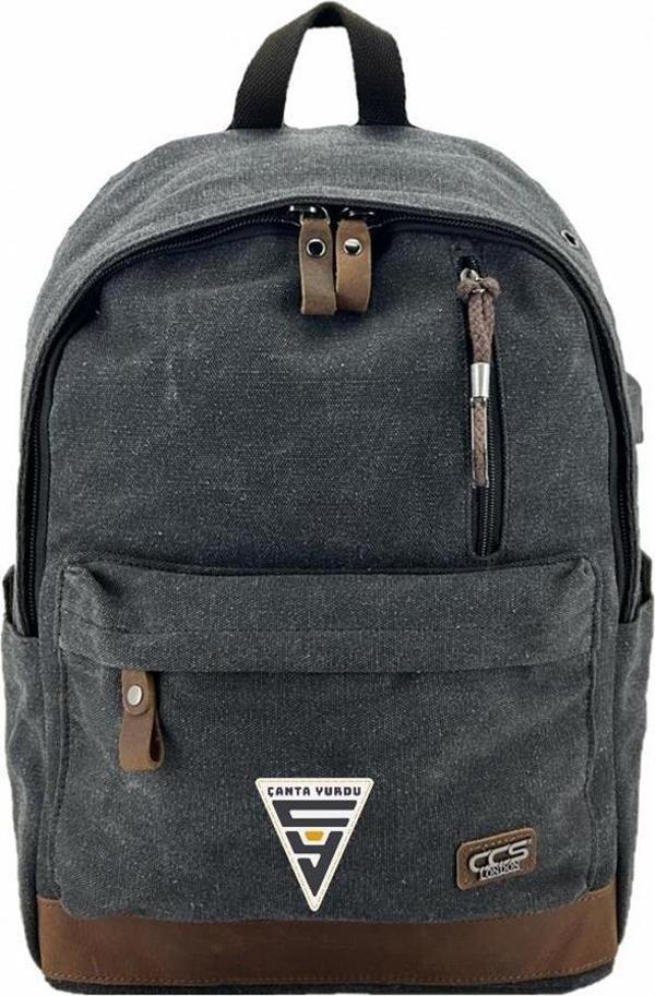 Ççs London 51568 Kanvas Usb Sırt Çantası Siyah - Image 1