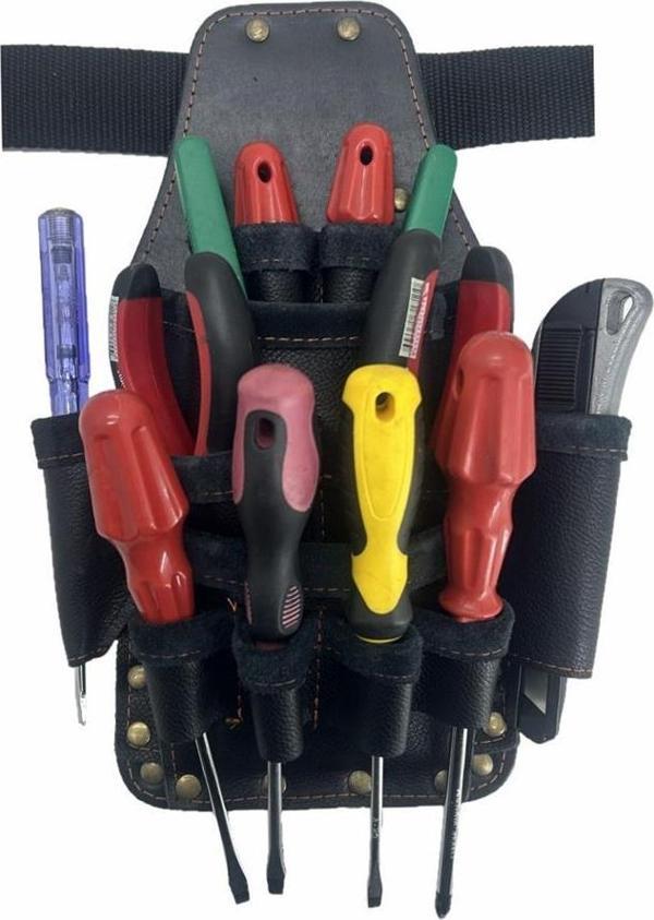 Hakiki Deri CA218 XL Elektrikçi Teknisyen Bel Çantası Siyah - Image 1