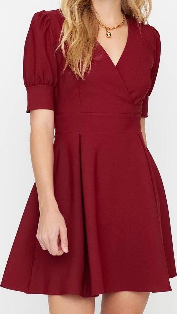 Moda Regular Gündüz Gece Finike Dokuma Kruvaze Kısa Kol Skater Mini Boy Elbise - Image 1