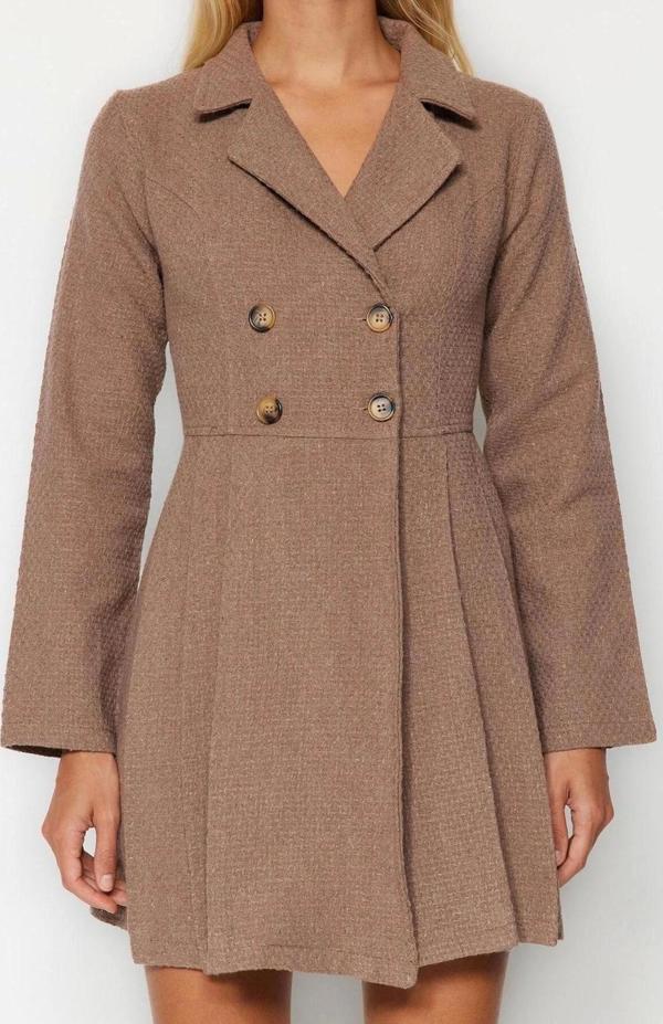 Moda Regular Business Tüvit Dokuma Ceket Yaka Uzun Kol Ceket Elbise Mini Boy Elbise - Image 1