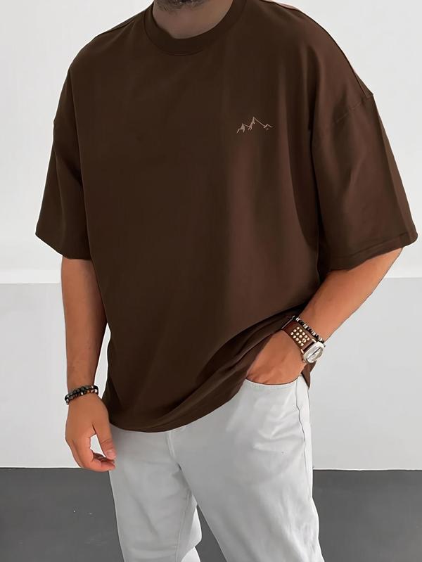 Unisex Dağ Baskılı Oversize Tshirt - Image 1