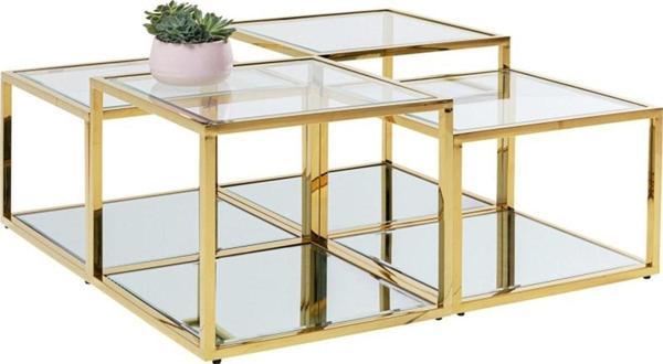 Hitit Dekorasyon Janet Gold Metal Dörtlü Orta Sehpa - Image 1