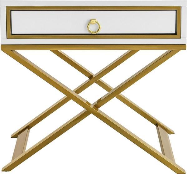 Jasmin Gold Metal Beyaz Komodin - Image 1