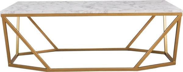 Lavina Gold Metal Mermer Desenli Orta Sehpa - Image 1