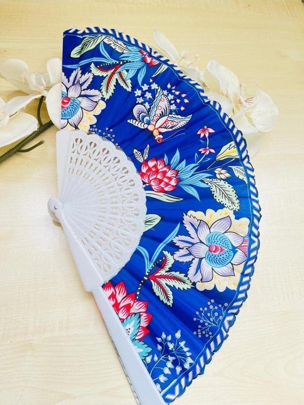 Lacivert Kumaş, Plastik Şık Yelpaze - Image 1