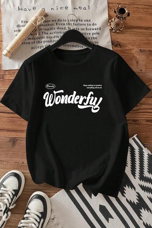 Wonderful Baskılı Unisex Oversize Tshirt - Image 1