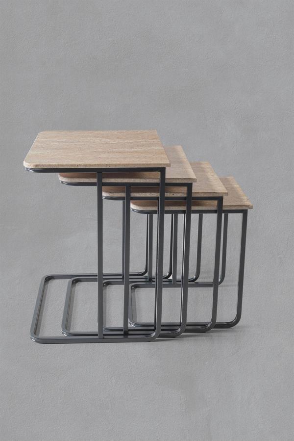 Veys Sehpa Füme Ayak  - Statik Vegas Zigon Sehpa  - Taş Desen - Image 1