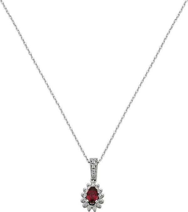 0,36 Karat Pırlantalı Yakut Damla Taşlı Kolye - Image 1
