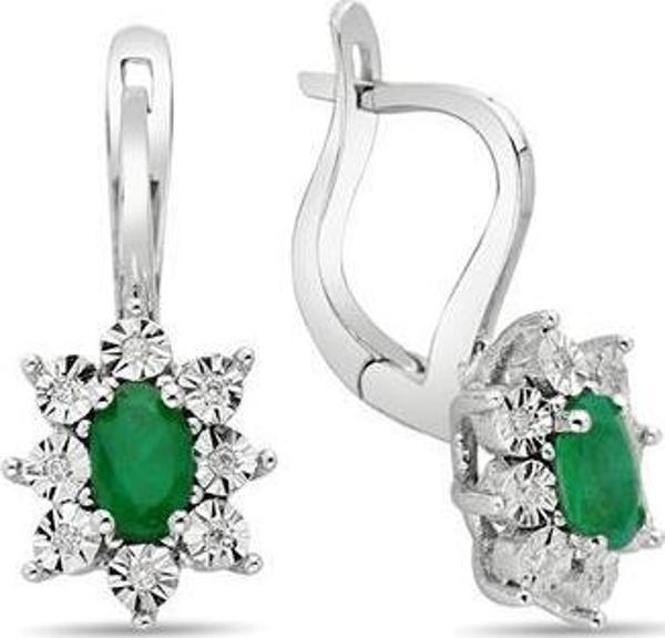 0,60 Karat Pırlantalı Zümrüt Anturaj Küpe - Image 1
