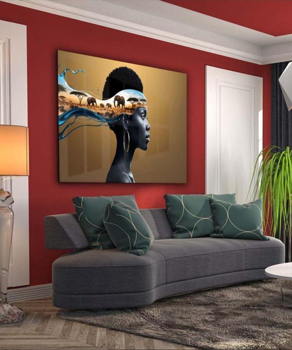 Hagen Retro Tablo Premium Kalite Büyük Duvar Tablolari Modern Göz Alıcı Bohem Soyut Salon Tabloları - Image 1
