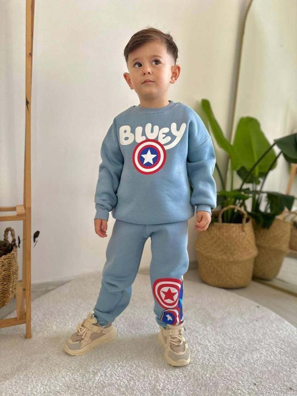 ERKEK ÇOCUK BLUEY MODELLİ BİSİKLET YAKA PAMUK 3 İPLİK ŞARDONLU TAKIM - Image 1