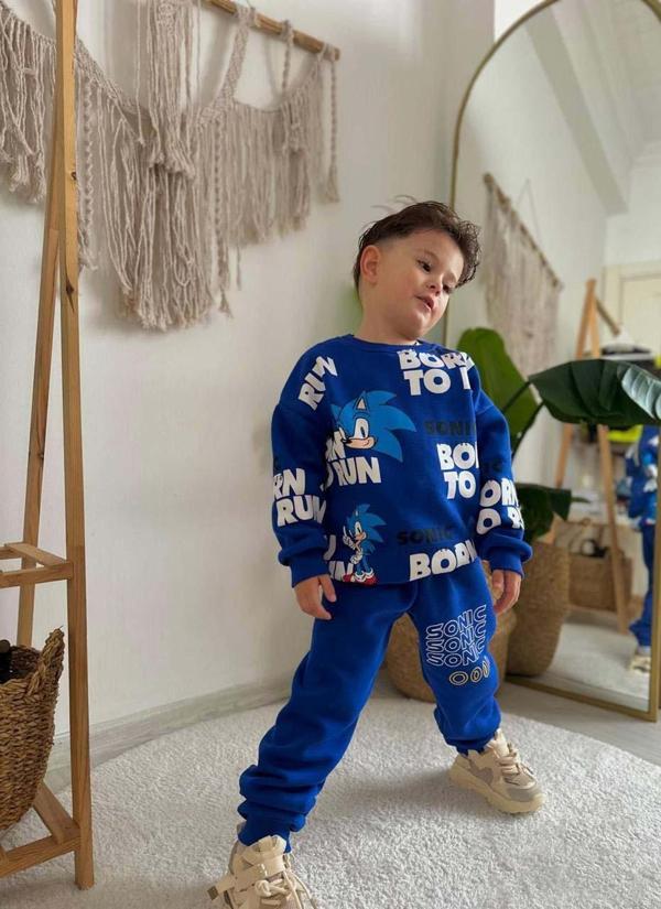 ERKEK ÇOCUK SONİC MODELLİ 3 İPLİK KALIN KIŞLIK EŞOFMAN TAKIMI - Image 1