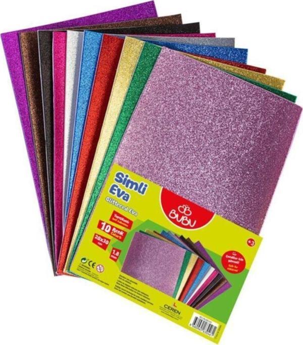 Bubu 20x30 Simli Yapışkanlı Eva 1.8mm 10 Renk BUBU-EV0038 - Image 1