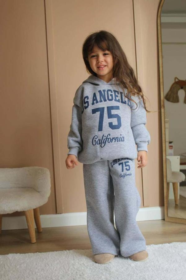 KIZ ÇOCUK LOS ANGELAS 3 İPLİK ŞARDONLU KALIN KIŞLIK TAKIM - Image 1