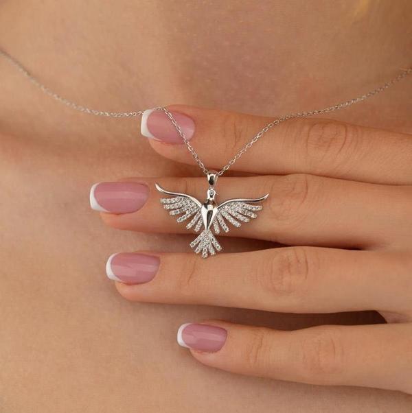 Gümüş Pazarım Anka Kuşu Kadın Gümüş Kolye Silver - Image 1