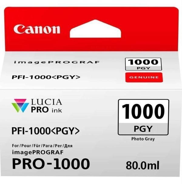 Feyza Bilişim® Canon PFI-1000 PGY (Photo Gray) Fotoğraf Gri A2 Yazıcı Orijinal Mürekkep Kartuş 80 ml. (0553C001) - Image 1