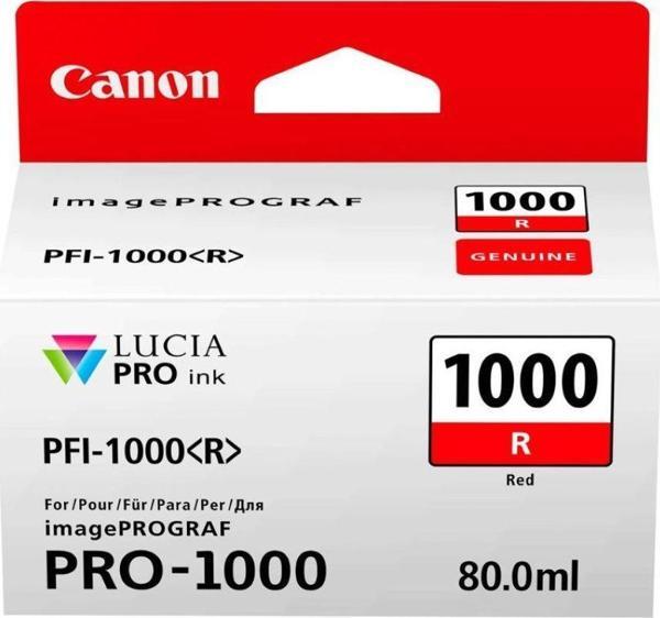 Feyza Bilişim® Canon PFI-1000 R (Red) Kırmızı A2 Yazıcı Orijinal Mürekkep Kartuş 80 ml. (0554C001) - Image 1