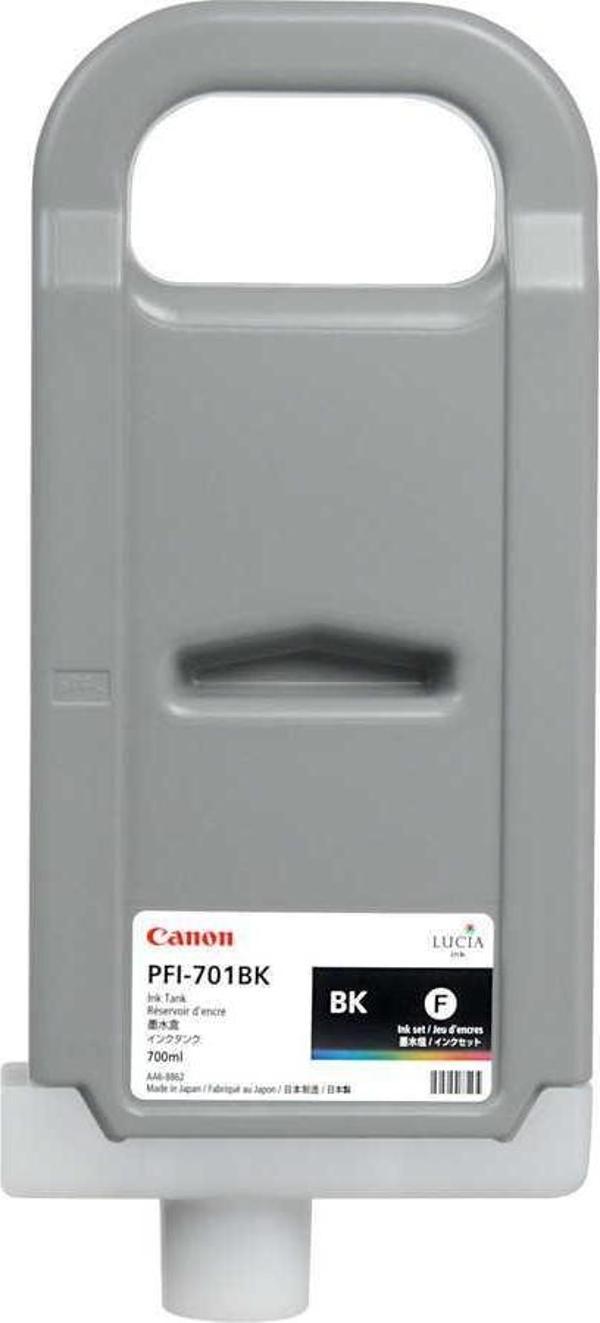 Feyza Bilişim® Canon PFI-701 BK (Photo Black) Fotoğraf Siyahı Plotter Orijinal Mürekkep Kartuş 700 ml. (0900B001)								 - Image 1