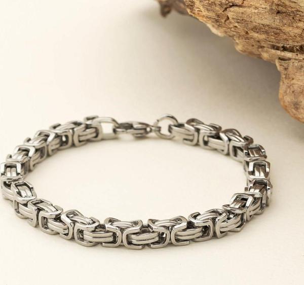 Gümüş Pazarım Kral Zincir Erkek Çelik Bileklik - Image 1
