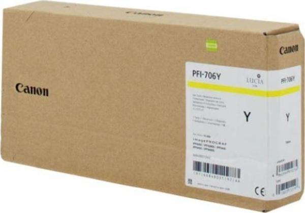 Feyza Bilişim® Canon PFI-706 Y (Yellow) Sarı Plotter Orijinal Mürekkep Kartuş 700 ml. (6684B001) - Image 1