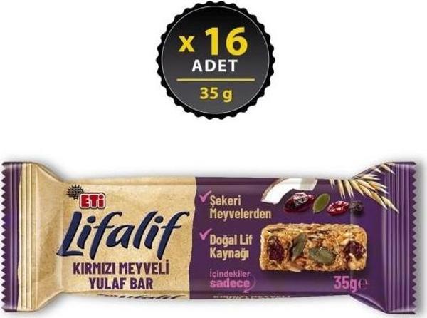 Lifalif Kırmızı Meyveli Yulaf Bar 35 g x 16 Adet - Image 1