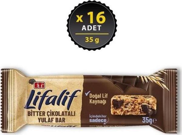 Lifalif Bitter Çikolatalı Yulaf Bar 35 g x 16 Adet - Image 1